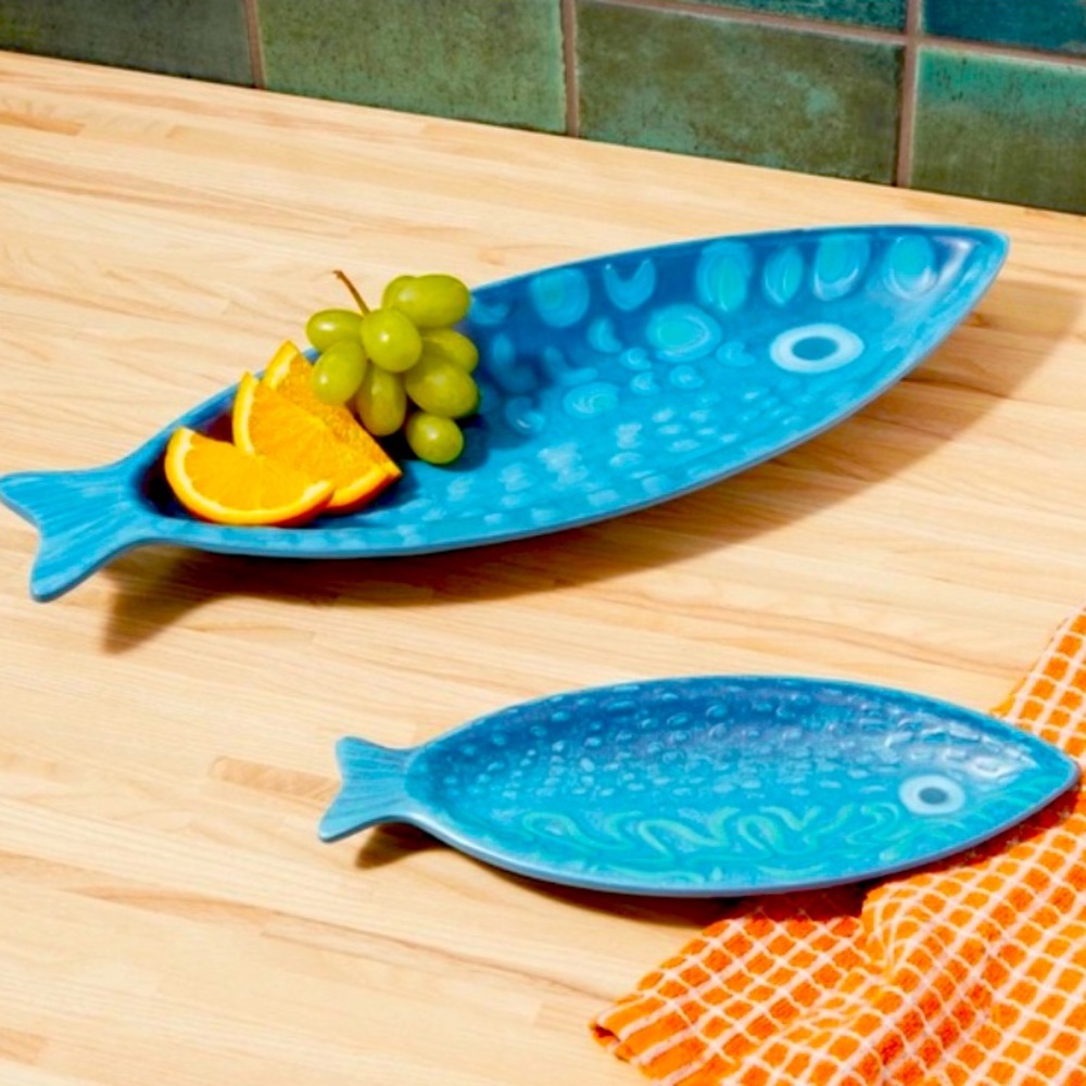 Opalhouse • 8 PC Melamine Set • Fish Platters, Snack Plates, & Dipping Spoons